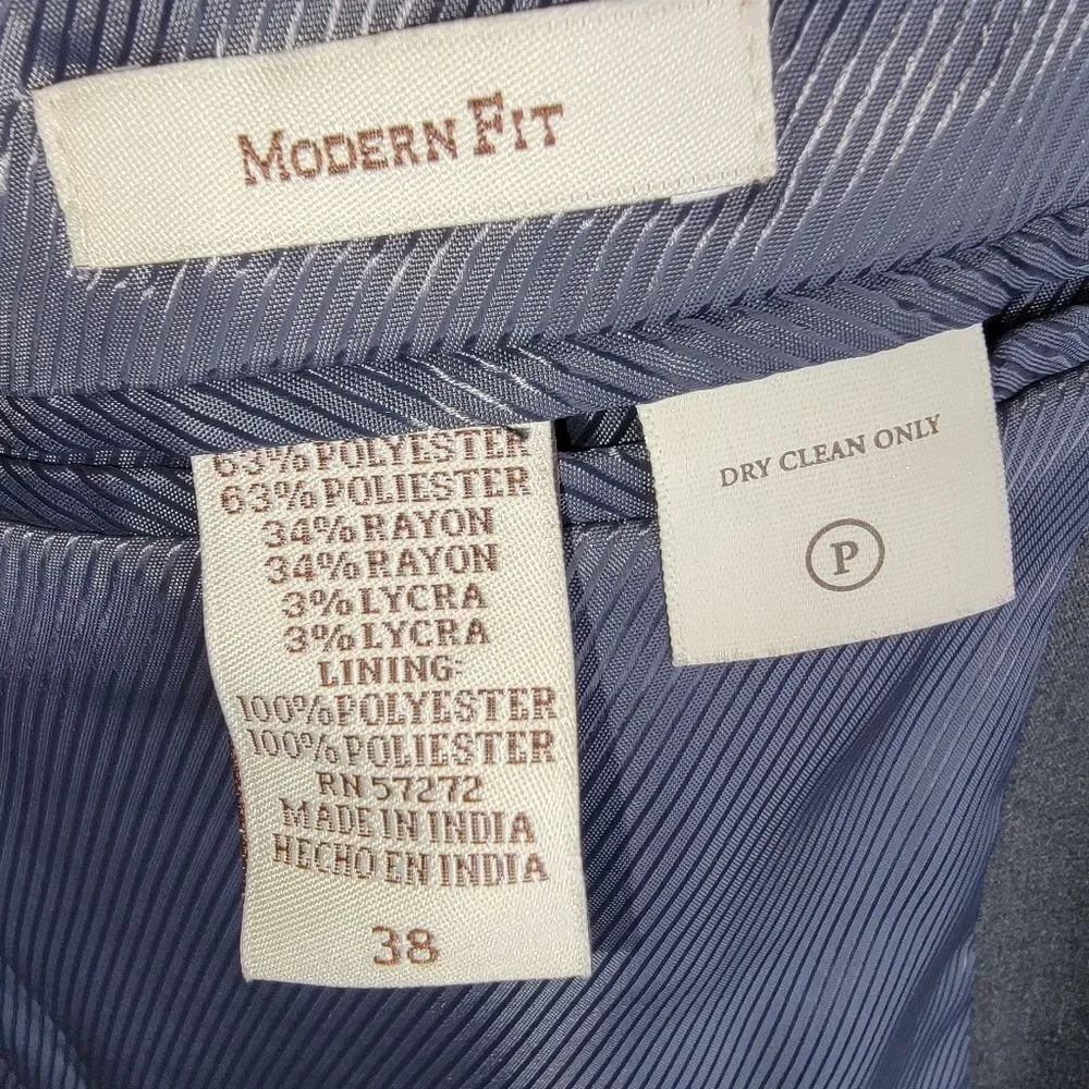 Perry Ellis Modern Fit gray suit blazer jacket size 38